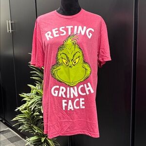 Celebrate Together RESTING GRINCH FACE logo chest, crewneck Christmas T-shirt